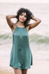 Aphrodite Short Dress-Silk-Aqua