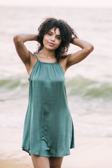  Aphrodite Short Dress-Silk-Aqua
