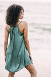 Aphrodite Short Dress-Silk-Aqua