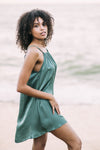 Aphrodite Short Dress-Silk-Aqua