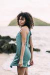 Aphrodite Short Dress-Silk-Aqua