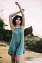 Aphrodite Short Dress-Silk-Aqua