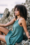 Aphrodite Short Dress-Silk-Aqua