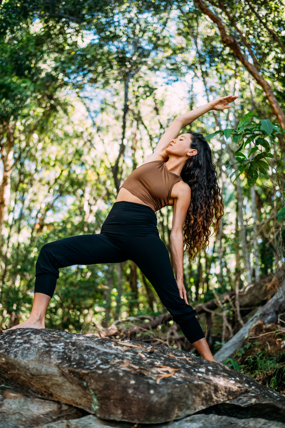 These high waisted, jogger style leggings are made from organic stretch bamboo. Ethically hand made 