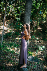  Double split maxi dress is made from organic stretch bamboo