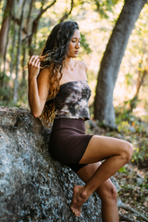 High waisted yoga shorts are made from organic stretch bamboo