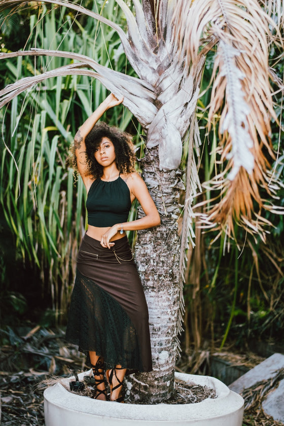 this halter top, featuring a fusion of organic hemp and cotton materials