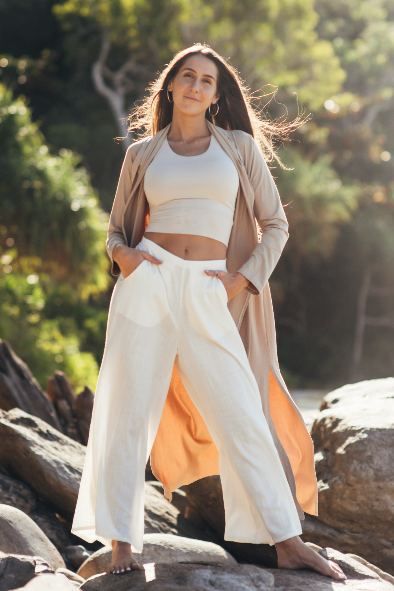 This long, Hoodie cardigan is made from organic stretch bamboo