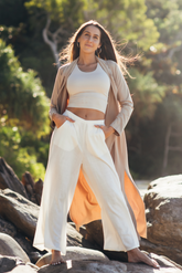 This long, Hoodie cardigan is made from organic stretch bamboo