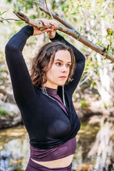 Long sleeve wrap boho ethical yoga top