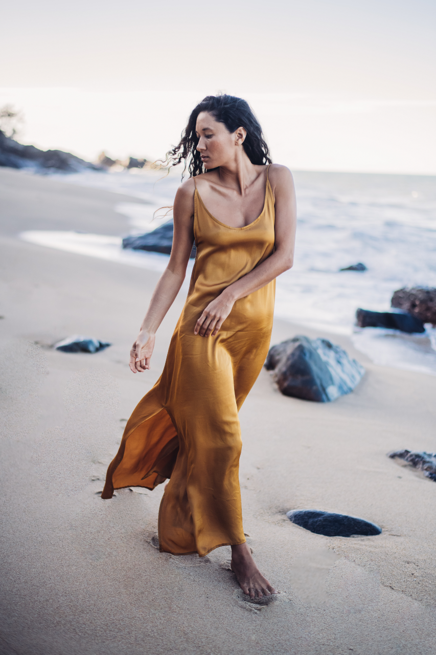 Illuminate Maxi Dress-Silk-Copper – Sacred Creations Designs