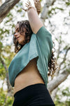 Ochre Silk Top- Aqua
