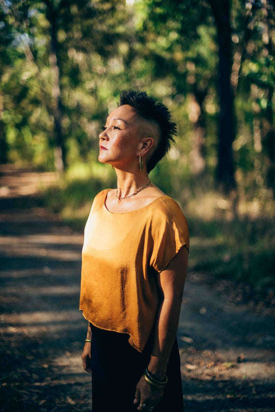 Ochre Silk Top- Copper