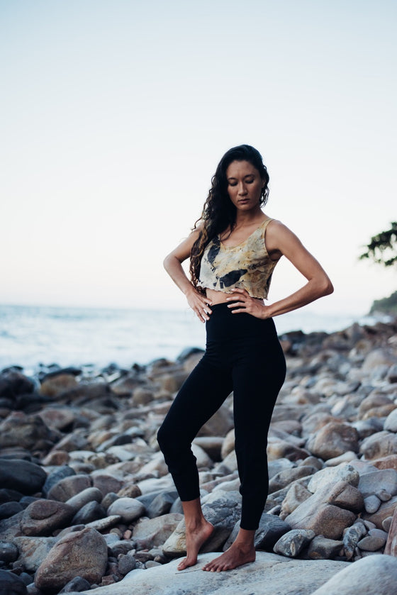 These high waisted, jogger style leggings are made from organic stretch bamboo. Ethically hand made 