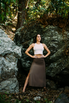 maxi skirt  is made from organic stretch bamboo fabric and is a double-split design