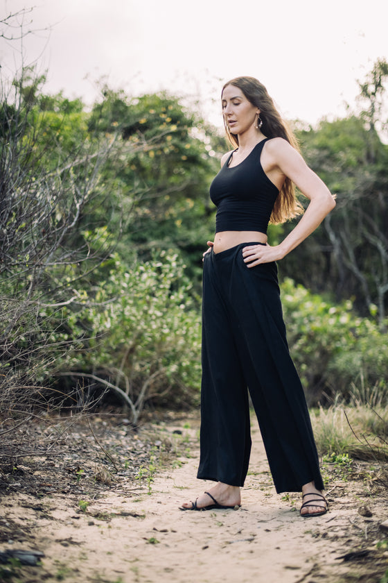Kundalini Linen Pants- Black