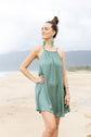 Aphrodite Short Dress-Silk-Aqua