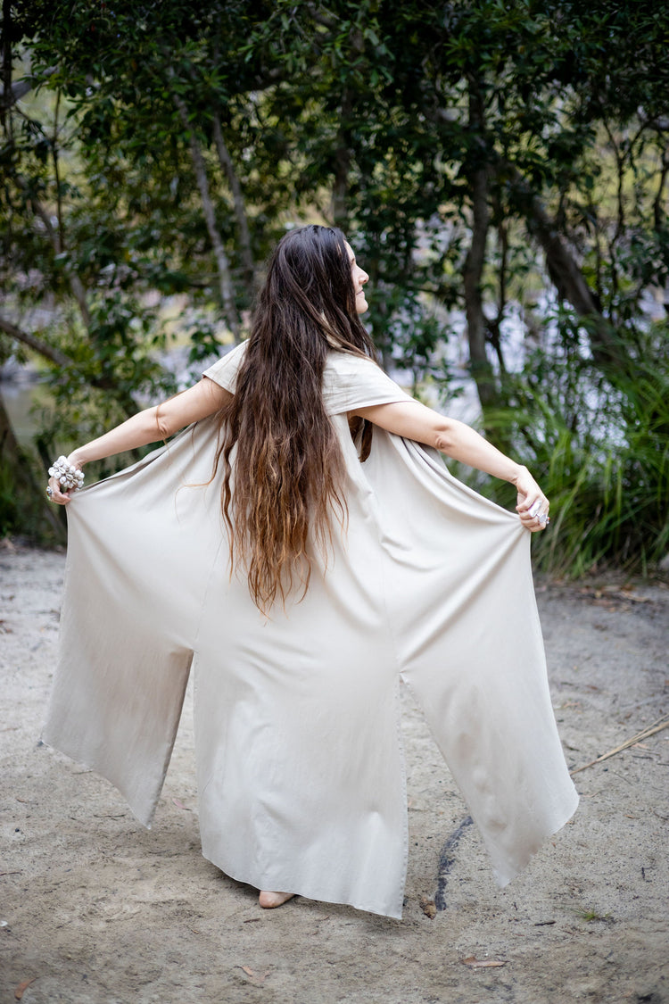 This hoodie style Kaftan is made from organic stretch bamboo. Ethically hand made