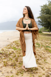 alt="Sacred Creations Adore Kaftan Cotton Gold – ethically handmade organic cotton kaftan designed for comfort, wellness, and mindful recovery"
